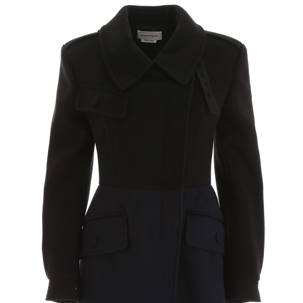Alexander McQueen Two Tone Wool Coat